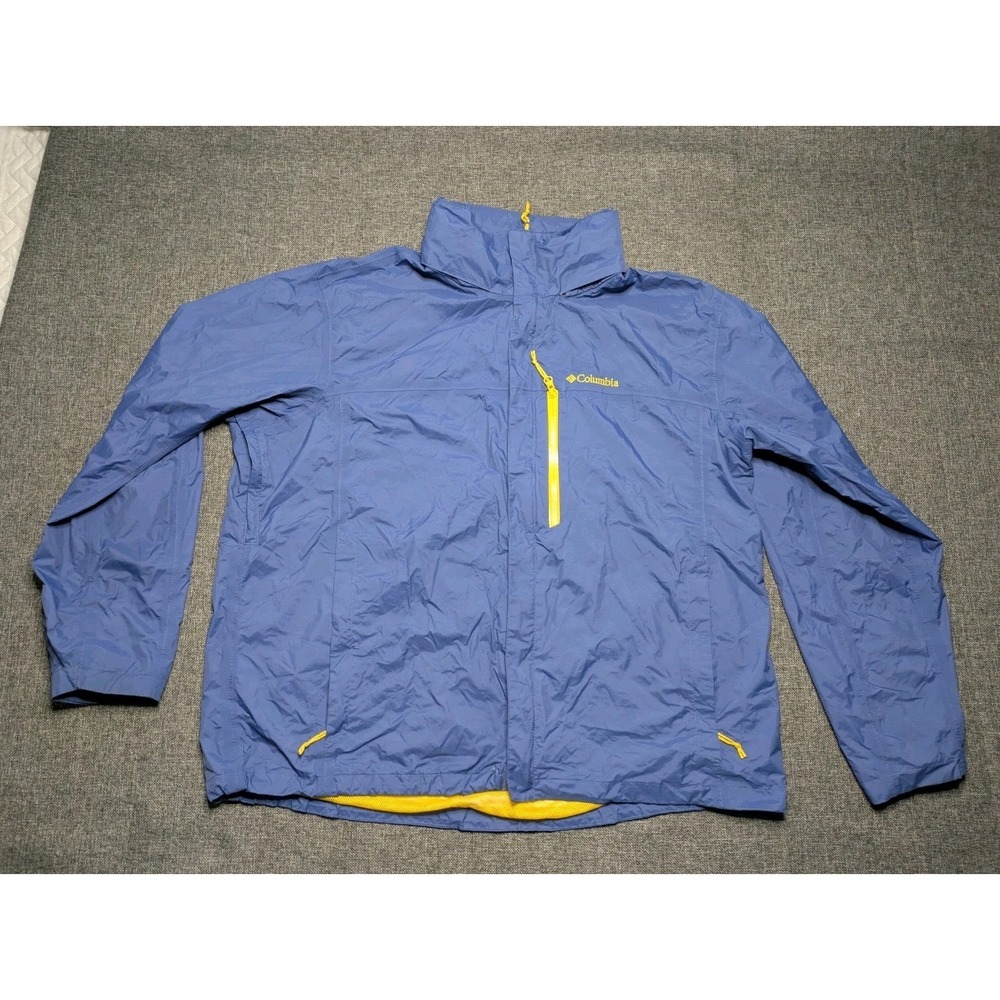 Columbia Omni‎ Tech Men's Jacket Water Proof Blue & Yellow Rain Coat Size XXL